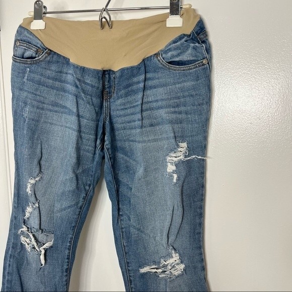 Indigo Blue Distressed Skinny Maternity Jeans Size Small - Picture 2 of 5